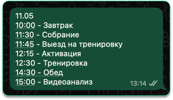 Расписания в чатах